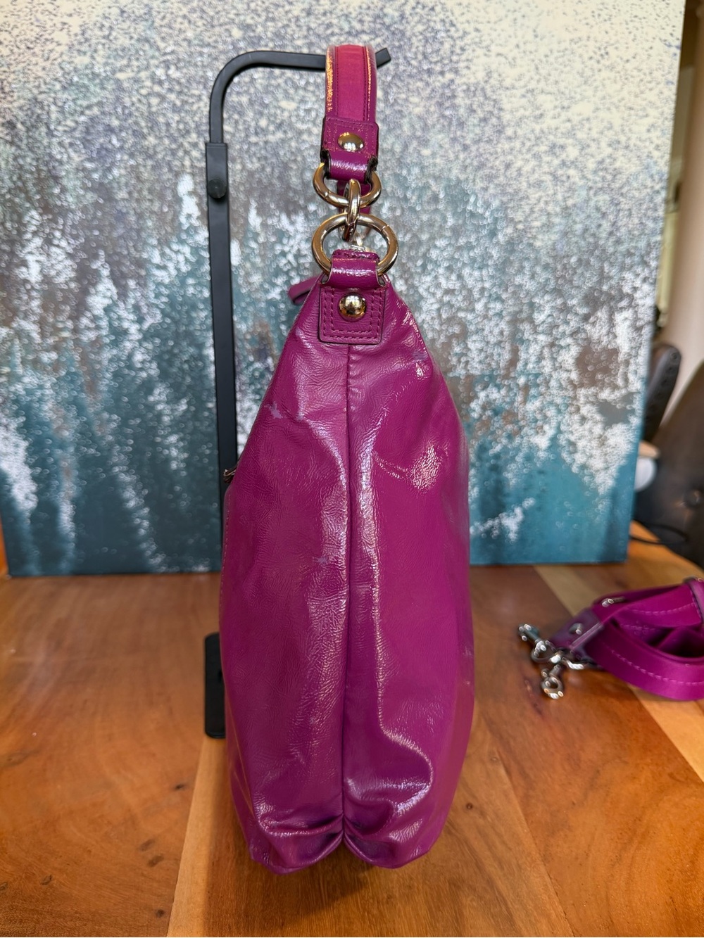 Coach Poppy Barbiecore Y2K 2012 Liquid Gloss Patent Leather Hobo Berry Pink GUC - Picture 13 of 15